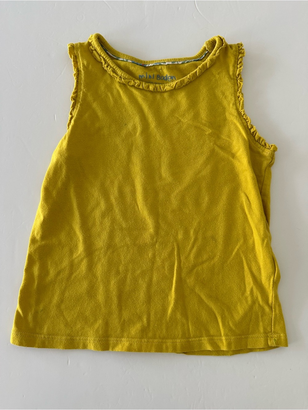 Mini Boden Girls Yellow Sleeves Tank Top Size 6-7 Play Condition Summer Clothes